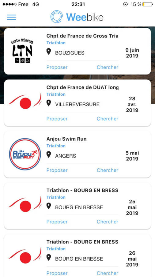 Application mobile de covoiturage pour les athlètes